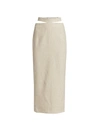 JACQUEMUS WOMEN'S LA JUPE VALERIE LINEN-BLEND MIDI SKIRT,0400012529928