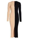 Staud Shoko Color Block Ribbed Sweater Dress In Buff Black