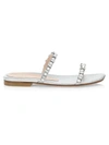 STUART WEITZMAN ALEENA EMBELLISHED METALLIC LEATHER SLIDES,400013239515