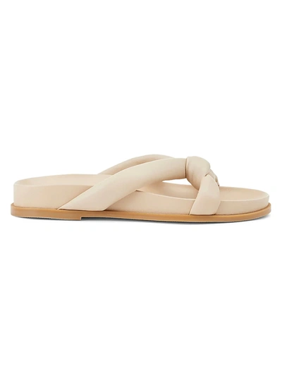 Lafayette 148 Honore Padded Leather Slides In Oatmeal