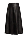 CO WOMEN'S ESSENTIALS A-LINE LEATHER MIDI-SKIRT,400013277433