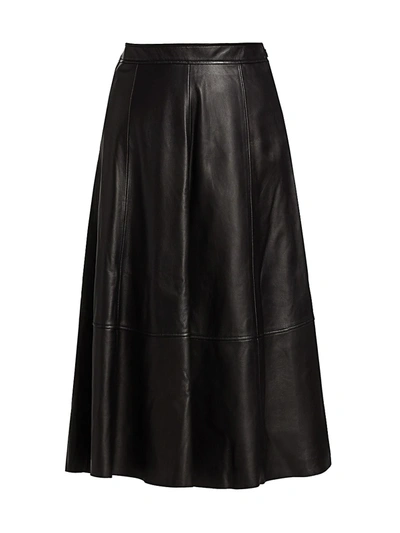 Co Essentials A-line Leather Midi-skirt In Black