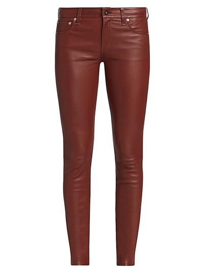 Rag & Bone Women's Nina High-rise Leather Ankle Skinny Jeans In Brown