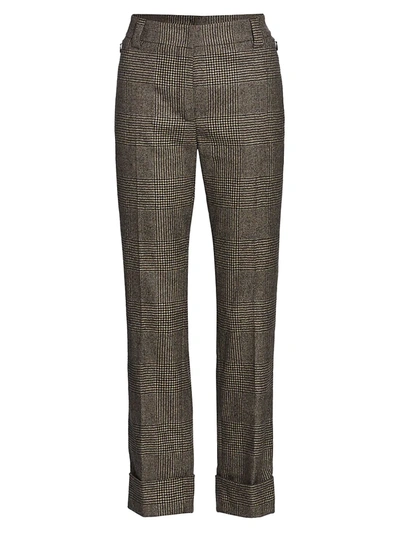 Akris Maxima Prince De Galles Check Wool Cropped Trousers In Black/white