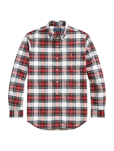 Polo Ralph Lauren Classic Fit Plaid Oxford Shirt In White/red