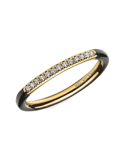 Ippolita Women's Stardust 18k Yellow Gold, Diamond & Black Ceramic Ring