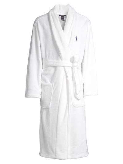 Polo Ralph Lauren Cotton Fleece Robe In Cruise Navy/white