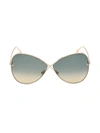 Tom Ford Nickie Ft0842 W 28p Butterfly Sunglasses In Blue