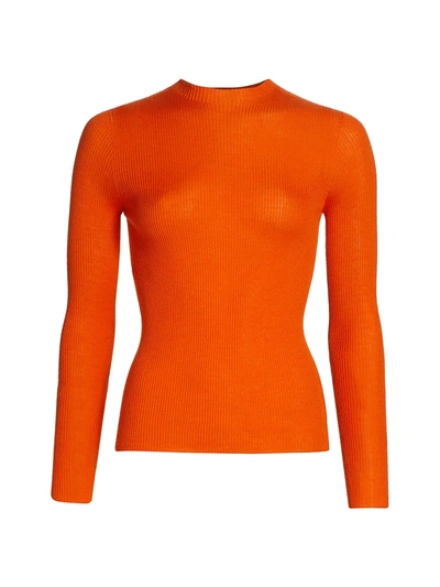 Akris Fine Gauge Cashmere-silk Seamless Sweater In Orange