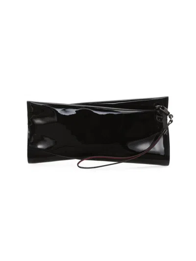 Christian Louboutin Loubi Twist Patent Zip Clutch Bag In Black