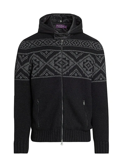 Ralph Lauren Hybrid Pattern Cashmere Sweater In Charcoal