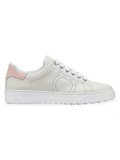Ferragamo Pierre Gancino Low-top Sneakers In White/pink