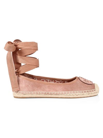 Tory Burch Minnie Ankle-wrap Suede Espadrilles In Pink