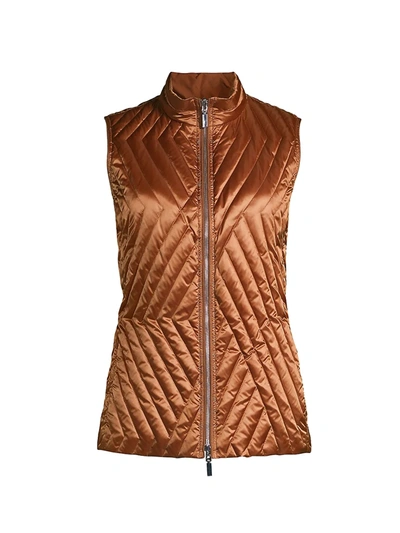 Lafayette 148 Petite Satin Tech Reversible Bellamy Vest In Cappuccino