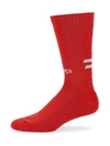 Balenciaga Logo Jacquard Cotton Blend Crew Socks In Red