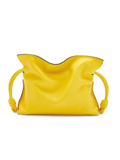 Loewe Flamenco Mini Napa Drawstring Clutch Bag In Lime Yellow