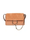 CHLOÉ SMALL FAYE LEATHER & SUEDE SHOULDER BAG,400013289472
