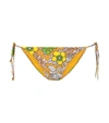 Tory Burch Floral Print String Bikini Bottoms In Brown