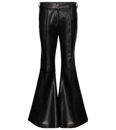 Khaite Women's Charles High-rise Leather Trousers In Black,burgundy