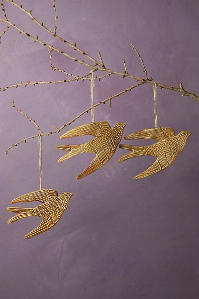 Terrain Golden Bird Ornaments, Set Of 3