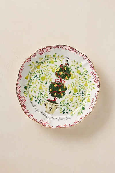 Inslee Fariss Twelve Days Of Christmas Menagerie Dessert Plate In Green