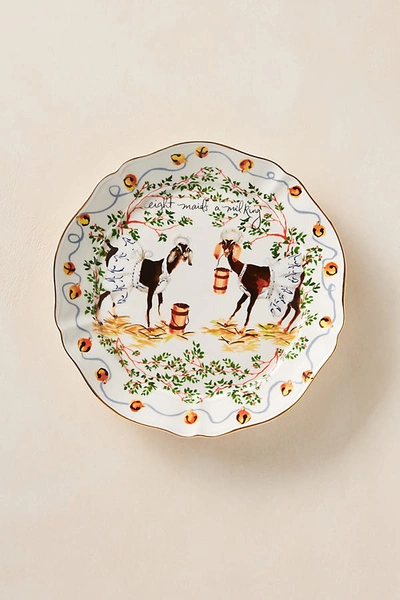 Inslee Fariss Twelve Days Of Christmas Menagerie Dessert Plate In Yellow