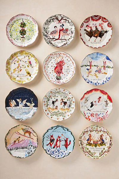 Inslee Fariss Twelve Days Of Christmas Menagerie Dessert Plate In Brown
