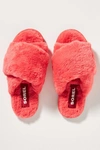 Sorel Go Mail Run Faux Fur-lined Suede Slippers In Pink