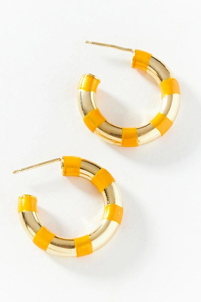 A. Carnevale Striped Hoop Earrings In Orange