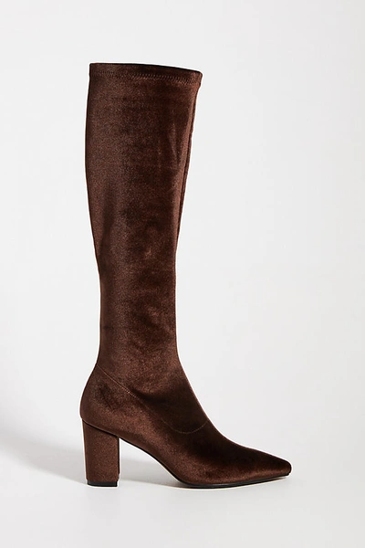 Silent D Comess Velvet Knee-high Boots In Brown