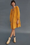 Maeve Harper Corduroy Tunic Dress In Yellow