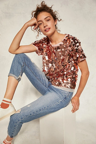 Eva Franco Sallia Sequined Tee In Brown