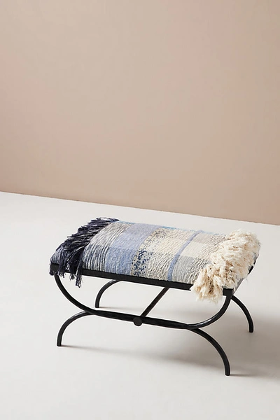 All Roads Design All Roads Topaz Ottoman In Blue