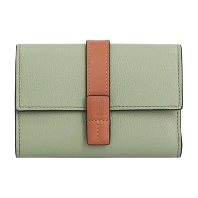 Loewe Small Vertical Wallet In Soft Grained Leather Skin For Woman In Rosemary Tan