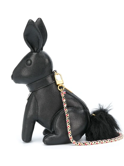 Thom Browne Small Rabbit Pebbled Leather Shoulder Bag In 001 Black