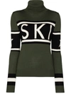 Perfect Moment Aspen-intarsia Merino-wool Roll-neck Sweater In Black