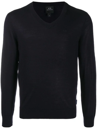 Armani Exchange Fine Wool Jumper In Black