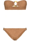 Hunza G Gloria Bandeau Knitted Bikini Set In Brown