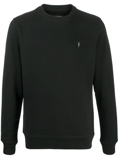 Allsaints Mens Washed Black Ollie Logo-embroidered Cotton Sweatshirt M