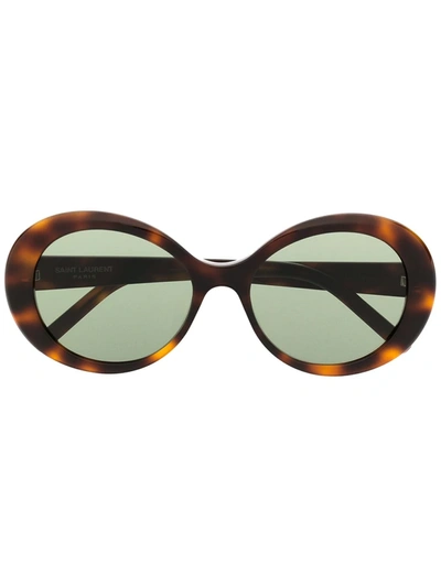 Saint Laurent Tortoiseshell Round-frame Sunglasses In Brown