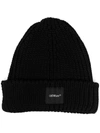 OFF-WHITE LOGO PATCH RIBBED BEANIE