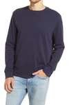 Frame Cotton Duofold Long Sleeve Cotton T-shirt In Heather Midnight Navy