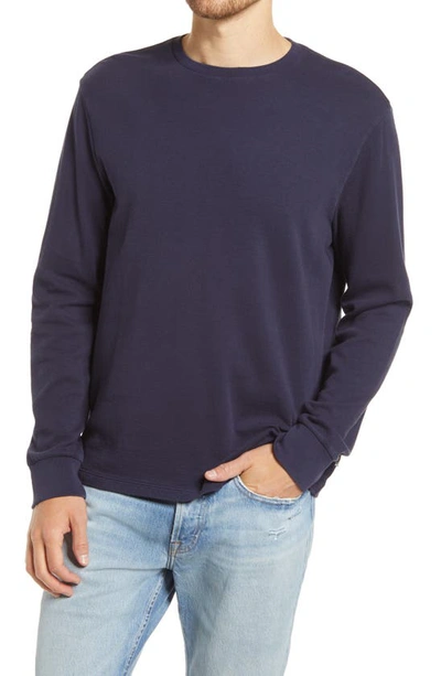 Frame Cotton Duofold Long Sleeve Cotton T-shirt In Blue