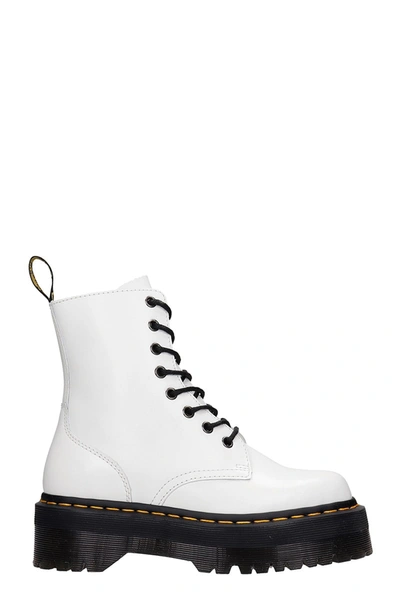 Dr. Martens' Combat Boots In White Leather