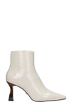 LOLA CRUZ HIGH HEELS ANKLE BOOTS IN WHITE LEATHER,11604730