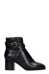 LOLA CRUZ HIGH HEELS ANKLE BOOTS IN BLACK LEATHER,11604733
