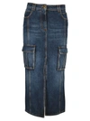 BALMAIN LONG DENIM SKIRT,11594085