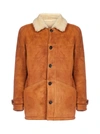 OFFICINE GENERALE JEFF SUEDE AND SHEARLING COAT,W20MOTW550 -COGNAC