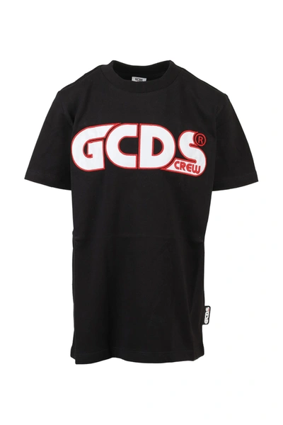 Gcds Mini Black T-shirt For Kids With Logo In Nero