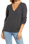 Treasure & Bond V-neck Sweater In Grey Dark Charcoal Heather